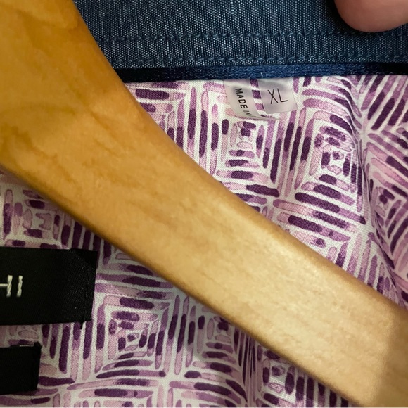 Bugatchi Men’s Purple Geometric Print Button Front Shirt XL - Picture 3 of 7